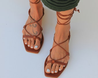 AGORA sandals, brown Greek leather sandals, gladiator sandals, womens leather sandals,ancient Greek sandals,Griechische Leder Sandalen