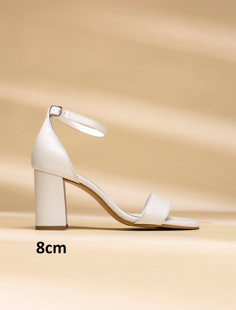 SIMPLY CHIC white wedding shoes, handmade leather shoes, wedding low heels, ankle strap white heels, wedding shoes for bride low heel 8cm