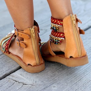 Handmade leather sandals, Women sandals, Greek sandals, Summer sandals, Boho sandals, Decorated sandals women image 8