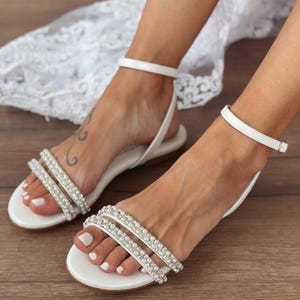 wedding sandals, flat shoes for bride, wedding sandals leather, wedding flats bridal, white sandals for wedding, AGNI flats