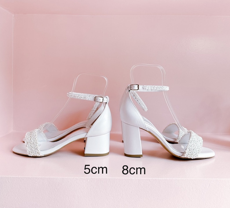 block heel wedding white leather sandals, handmade wedding shoes, bridal heels, wedding heels, white leather wedding shoes CINDERELLA image 9