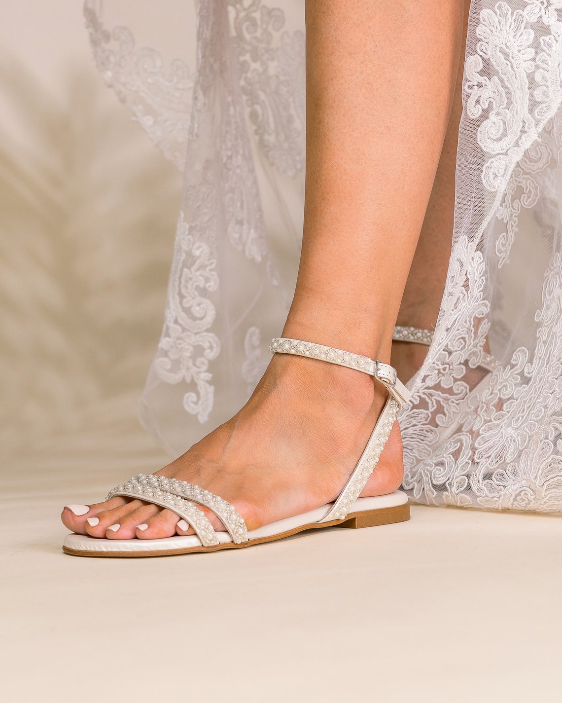 Wedding Sandals Leather Sandals for Bride, Wedding Sandals Flat ...
