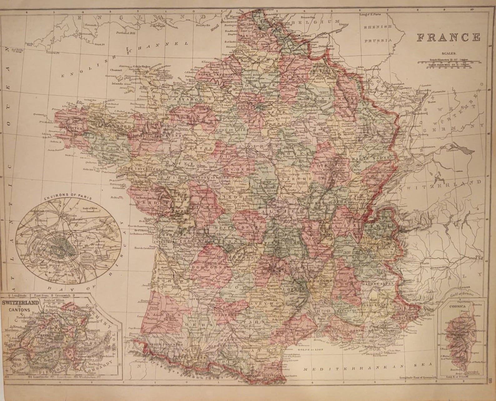 1890 Map of France | Etsy