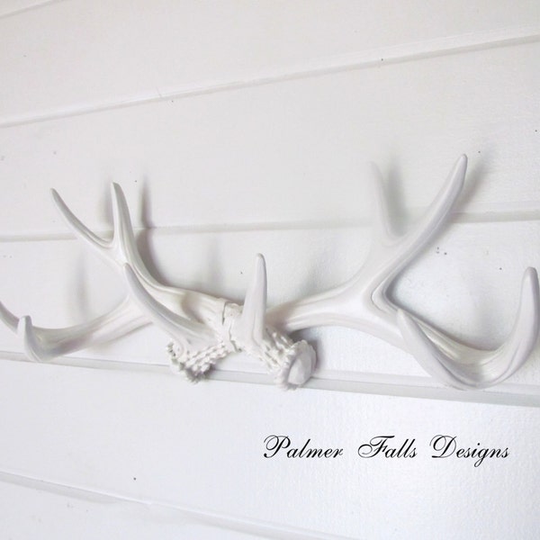 White Faux Taxidermy Deer Antler Wall Rack / Woodland Nursery / Camp Decor / Cabin Decor / Mancave Decor / Deer Antlers / Wall Mount Antlers