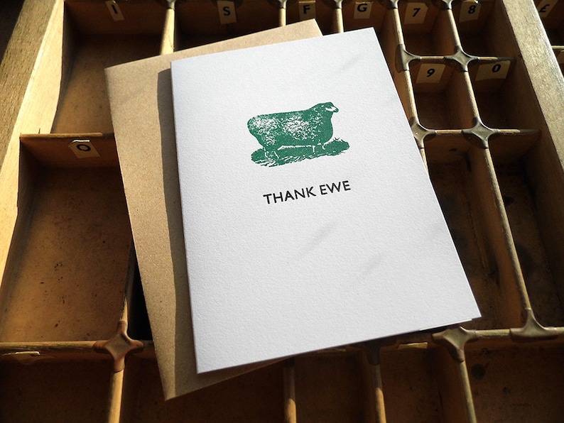 Thank ewe sheep Letterpress thank you card