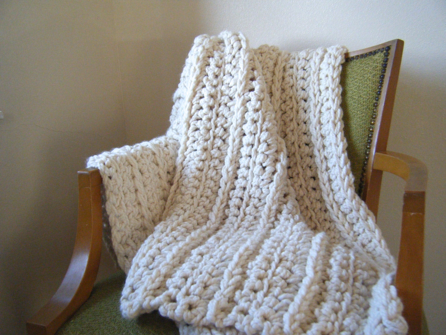 DIY Crochet Pattern: Super chunky throw ivory cream | Etsy