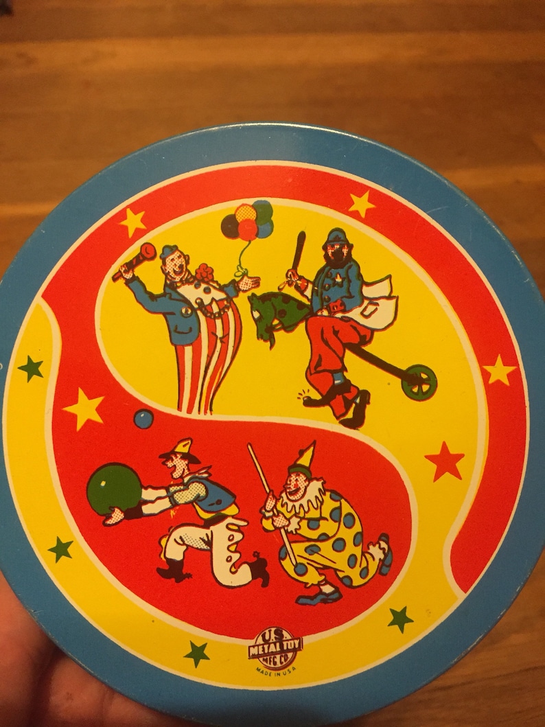 Vintage ClownCircus Spinner Noisemaker Toy
