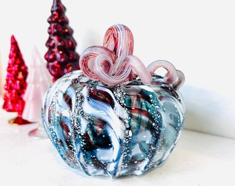 October on the Vine | Orange & Green | Handblown Glass Pumpkin