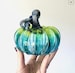 Free Ship* Squat Glass Pumpkin Luke Adams - [5' Diameter] fall decor holiday gift tabletop curly stem 