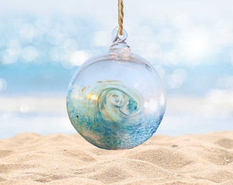 Wave, Handblown Glass Ornament, Suncatcher