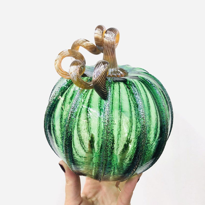 Green Tinsel Pumpkin