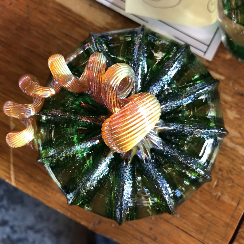 Green Tinsel Pumpkin
