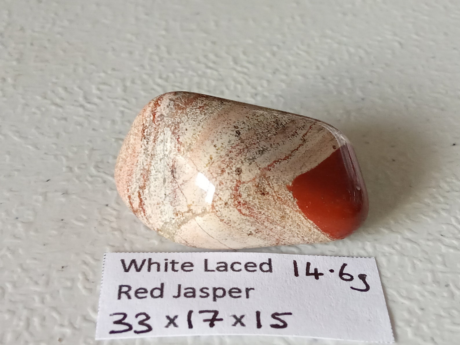 14.6g 100 NATURAL WHITE Laced Red Jasper polished tumbled Etsy