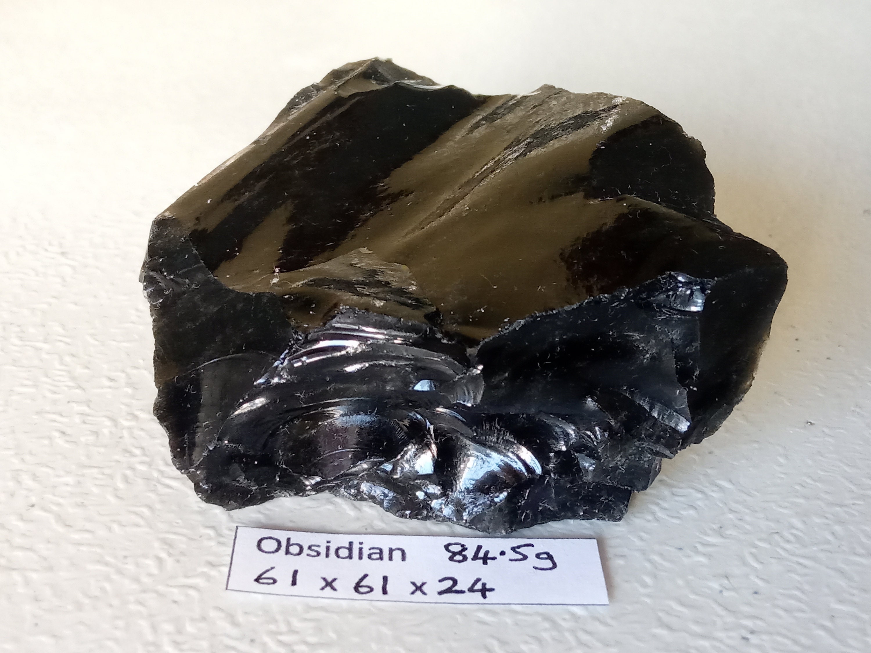 84.5g Natural Black Rough OBSIDIAN Volcanic Glass Rock TUMBLING or