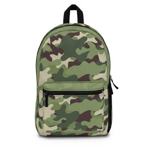 Green Camouflage Backpack - Outdoor Adventure Gear, Military Style Rucksack, Woodland Camo Bag, Hiking Backpack, Camping Equipment