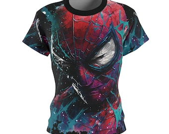 Spiderman Splatter Art T-Shirt: Women's Superhero Graphic Tee