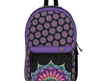Zaino Mandala Viola: Zaino Geometrico Colorato, Zaino Boho