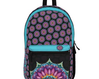 Zaino Mandala Blu: Zaino Geometrico Colorato, Zaino Boho