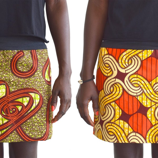 African print skirt, reversible skirt with African wax fabric, Ankara clothes all seasons