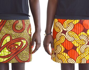 African print skirt, reversible skirt with African wax fabric, Ankara clothes all seasons