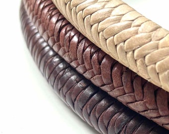 Braided leather necklace, beige, brown or maroon, handmade African cultural and ethnic jewelry
