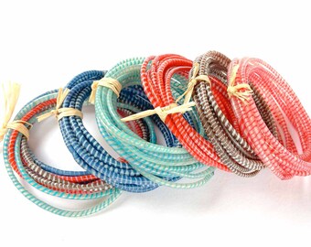 African bracelets or plastic bangles of recycled flip flops, set of 10 or 5 bracelets, waterproof ethnic jewelry