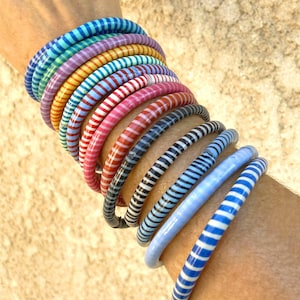 Thick recycled plastic bracelet, ethnic African waterproof jewel, handmade and fair trade - A colorful unisex accessory
