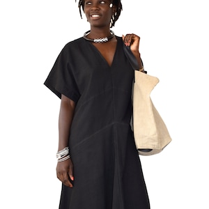 Robe noire fluide mi longue new arrivals