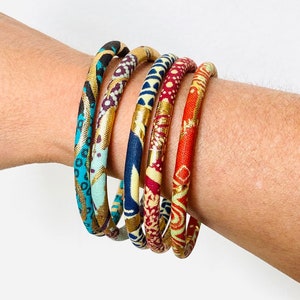 Golden Ankara bracelets, 2 sizes stackable bracelets for ethnic chic style, many colors