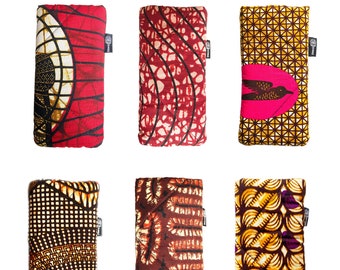 Soft glasses case in African Ankara print, a quilted glasses protection for sunglasses or eyeglasses