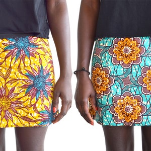 African print skirt, reversible skirt with 2 African ankara fabric, all saisons and idéal for beach, like a surf skirt