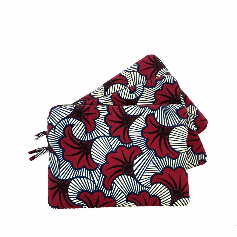 Housse ordinateur portable coton wax matelassée, protection Macbook, étui pour ordinateur fleur de mariage