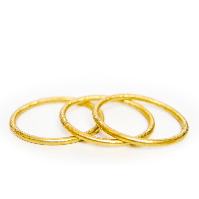 Gold Fabric Bracelet, Boho Chic Ethnic Jewelry, Stackable Bangles, Two Sizes image 2