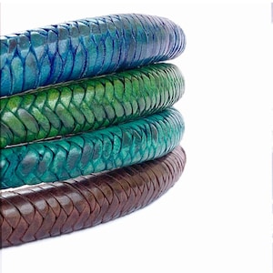 Hand-braided leather necklace, ethnic handcrafted jewelry for women, blue, green, or brown