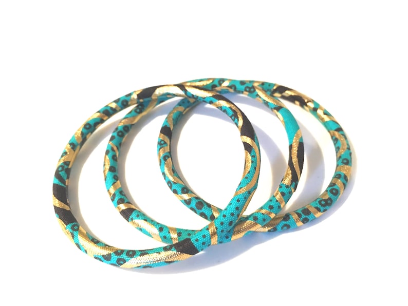 Golden Ankara bracelets, 2 sizes stackable bracelets for ethnic chic style, many colors Turquoise