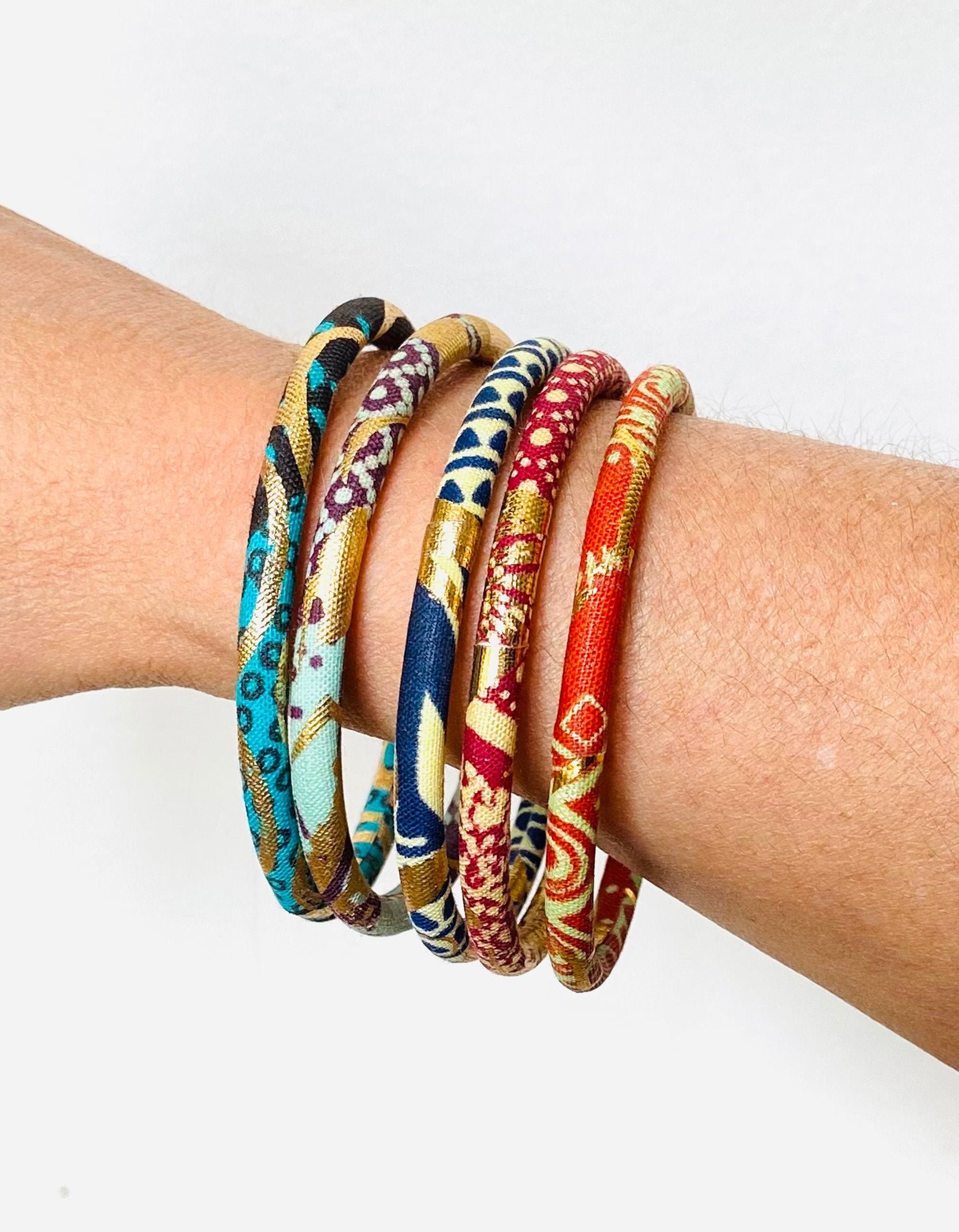 Bracelet Ethnique Africain Bois Et Wax – Artisanat Nigéria, Multicolore, Neuf Avec étiquette