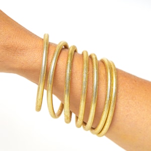 Bracelet doré en tissu, bijoux ethnique boho chic, joncs empilables, deux tailles