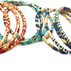 Golden Ankara bracelets, 2 sizes stackable bracelets for ethnic chic style, many colors image 10