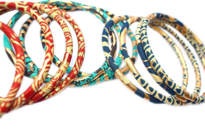 Golden Ankara bracelets, 2 sizes stackable bracelets for ethnic chic style, many colors image 10