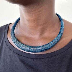 Hand-braided leather necklace, ethnic handcrafted jewelry for women, blue, green, or brown image 7