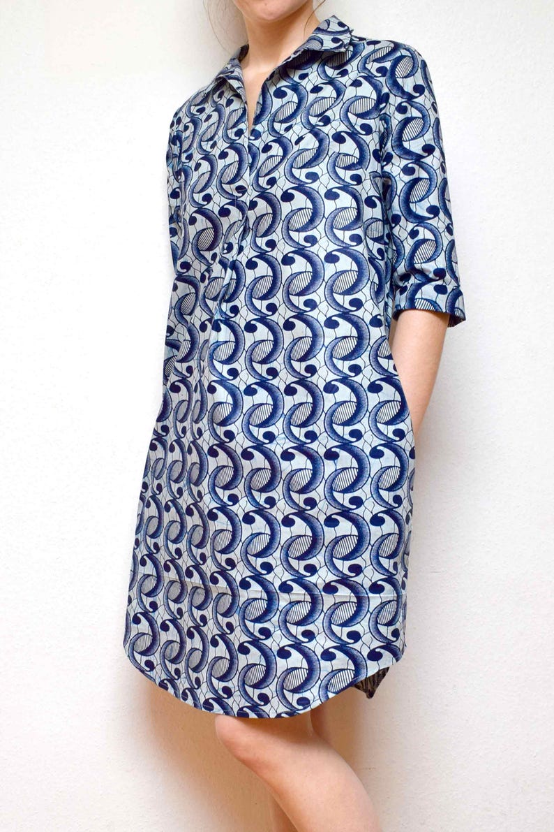 Women's African Ankara cotton fabric, comfortable shirt in khaki/burgundy colors image 8