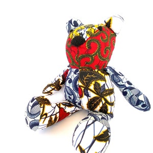 Ours en patchwork coton wax Africain, décoration chambre d'enfant, jouet ou cadeau naissance