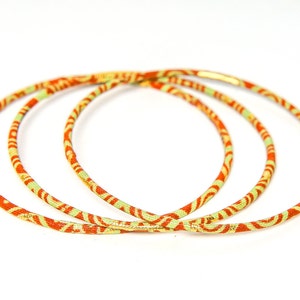 Thin wax bracelet, fine African loincloth rushes, ethnic chic bohemian jewel, Ankara fabric golden/orange image 2