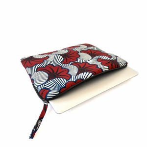 Housse ordinateur portable coton wax matelassée, protection Macbook, étui pour ordinateur fleur de mariage