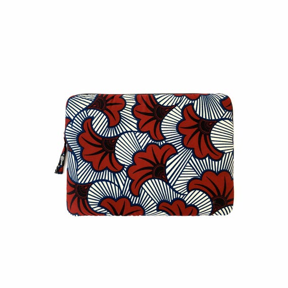 Housse ordinateur portable coton wax matelassée, protection Macbook, étui pour ordinateur fleur de mariage