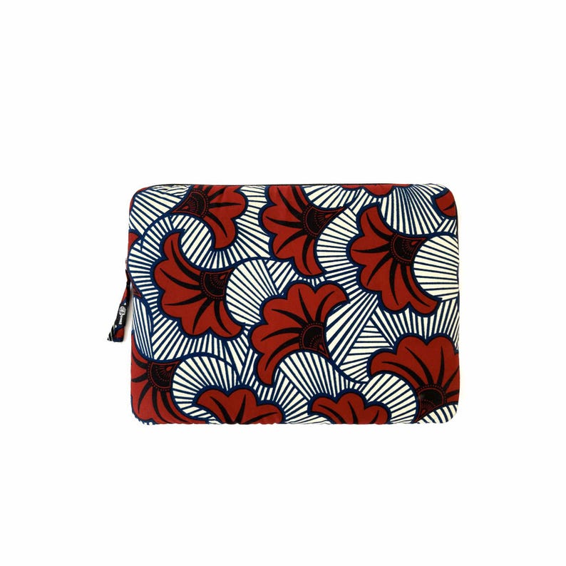 Housse ordinateur portable coton wax matelassée, protection Macbook, étui pour ordinateur fleur de mariage