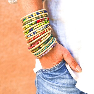 Golden Ankara bracelets, 2 sizes stackable bracelets for ethnic chic style, many colors image 9