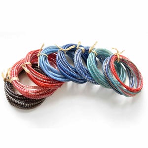 African bracelets or plastic bangles of recycled flip flops, set of 10 or 5 bracelets, waterproof ethnic jewelry