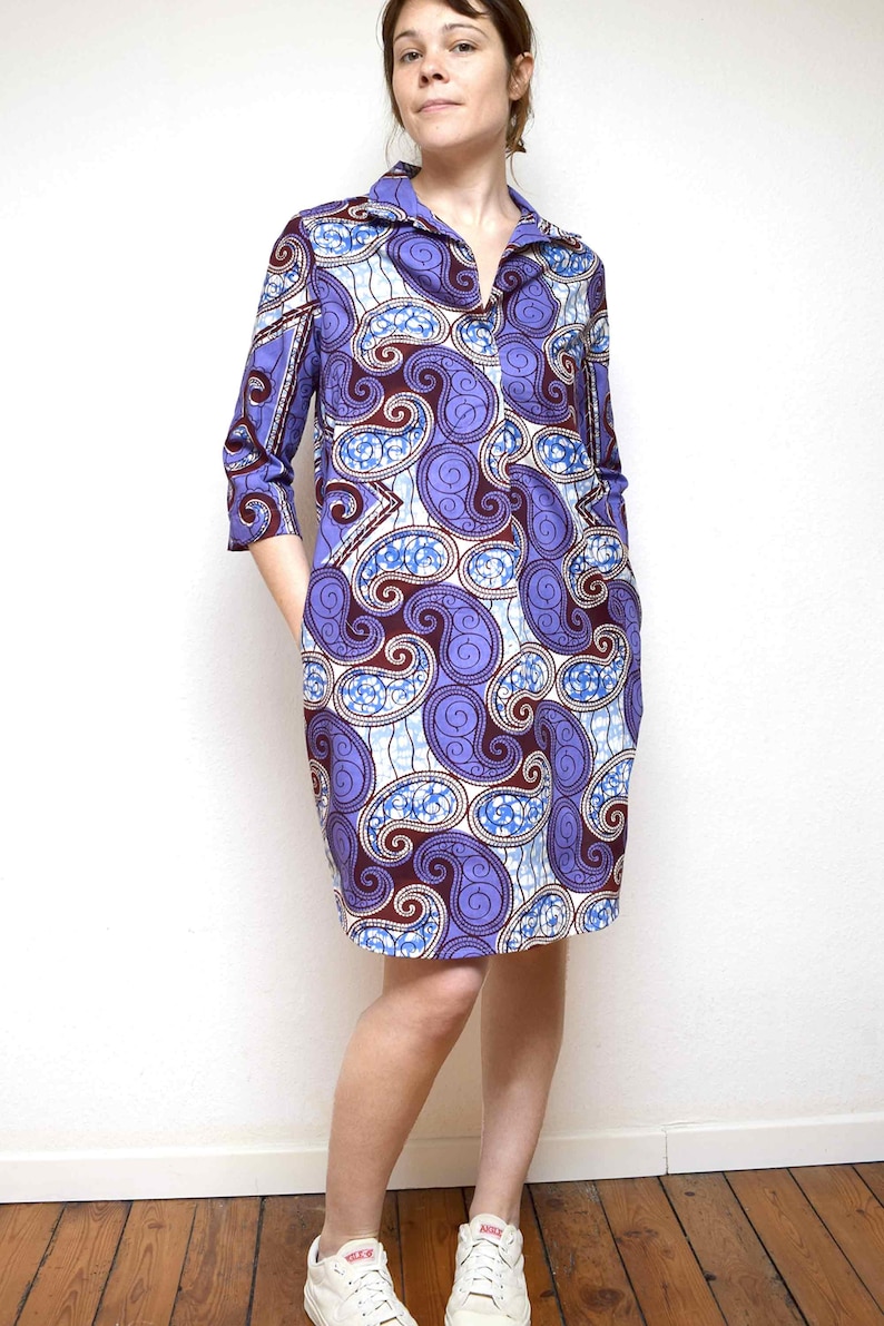 Women's African Ankara cotton fabric, comfortable shirt in khaki/burgundy colors image 9