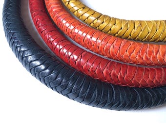 Women's braided leather necklace, handmade ethnic jewellery, choker, African lucky charm